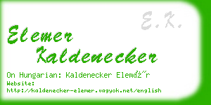 elemer kaldenecker business card